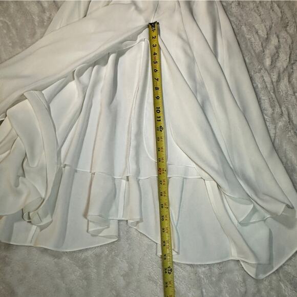 Halston Heritage Size 4 Chalk White Handkerchief Style Midi Dress Glam Party - Picture 13 of 14